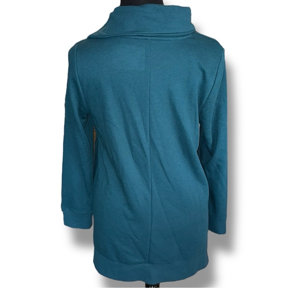 LANE BRYANT LIVI Zipper Split Neck Cowl Sweater - Teal 14/16 - Picture 4 of 13
